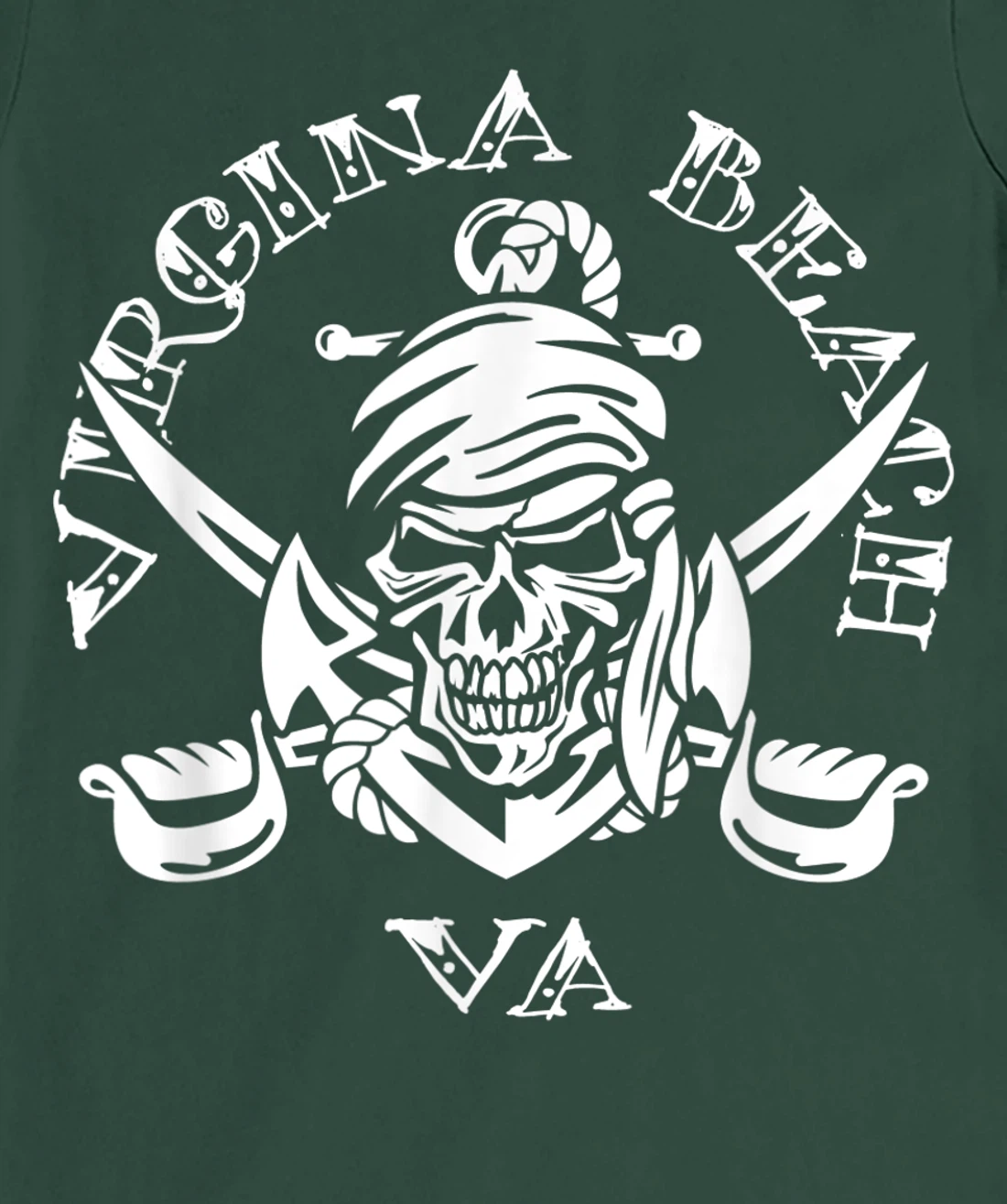 Virginia Beach VA Pirate Skull and Crossed Swords Design T-Shirt, Kid T-Shirt and Women T-Shirt