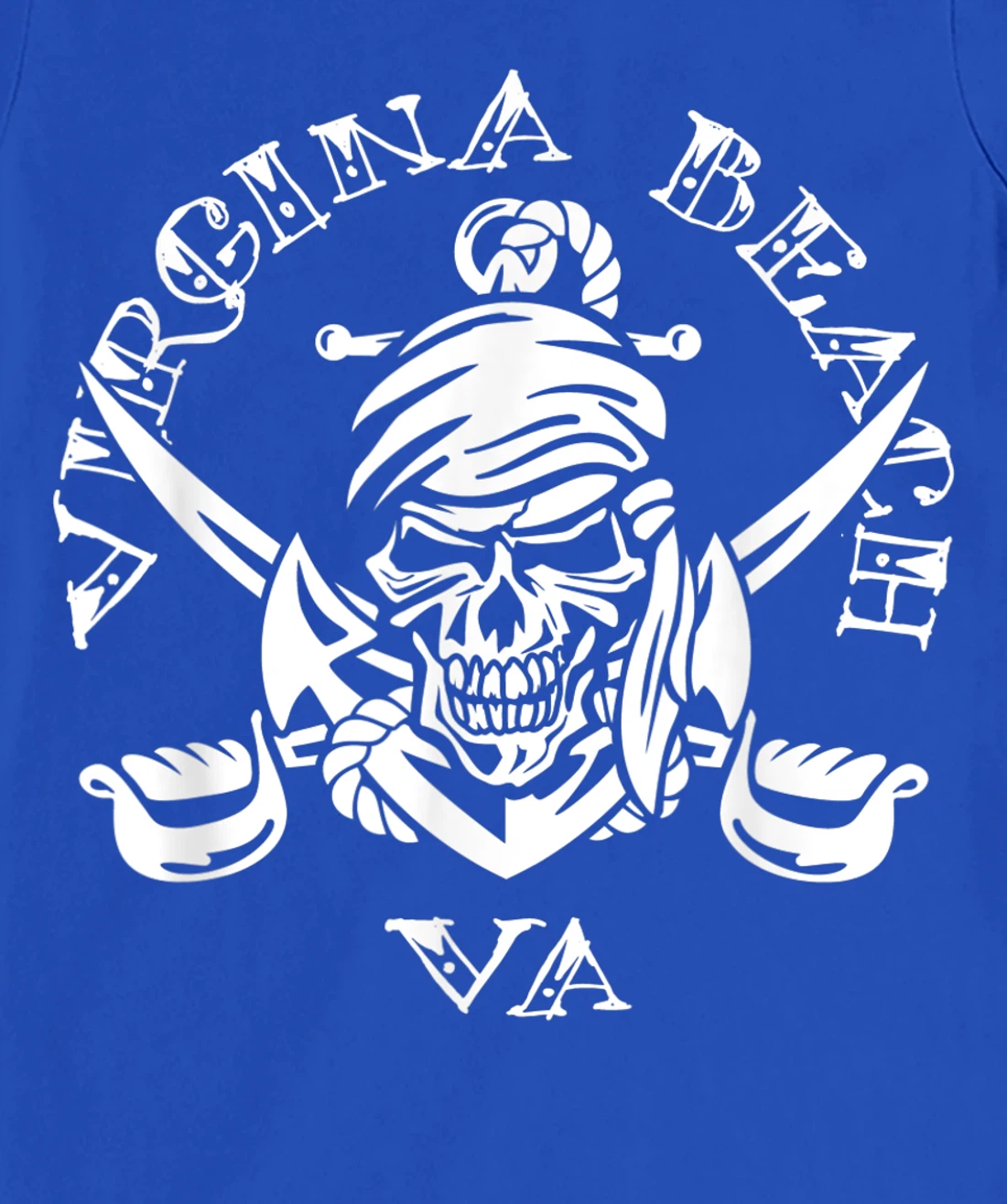 Virginia Beach VA Pirate Skull and Crossed Swords Design T-Shirt, Kid T-Shirt and Women T-Shirt