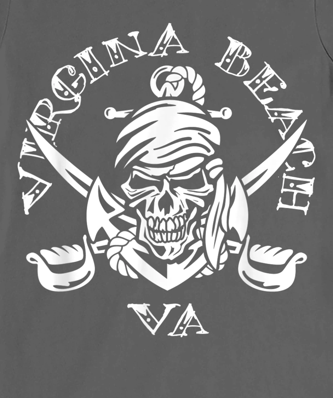 Virginia Beach VA Pirate Skull and Crossed Swords Design T-Shirt, Kid T-Shirt and Women T-Shirt