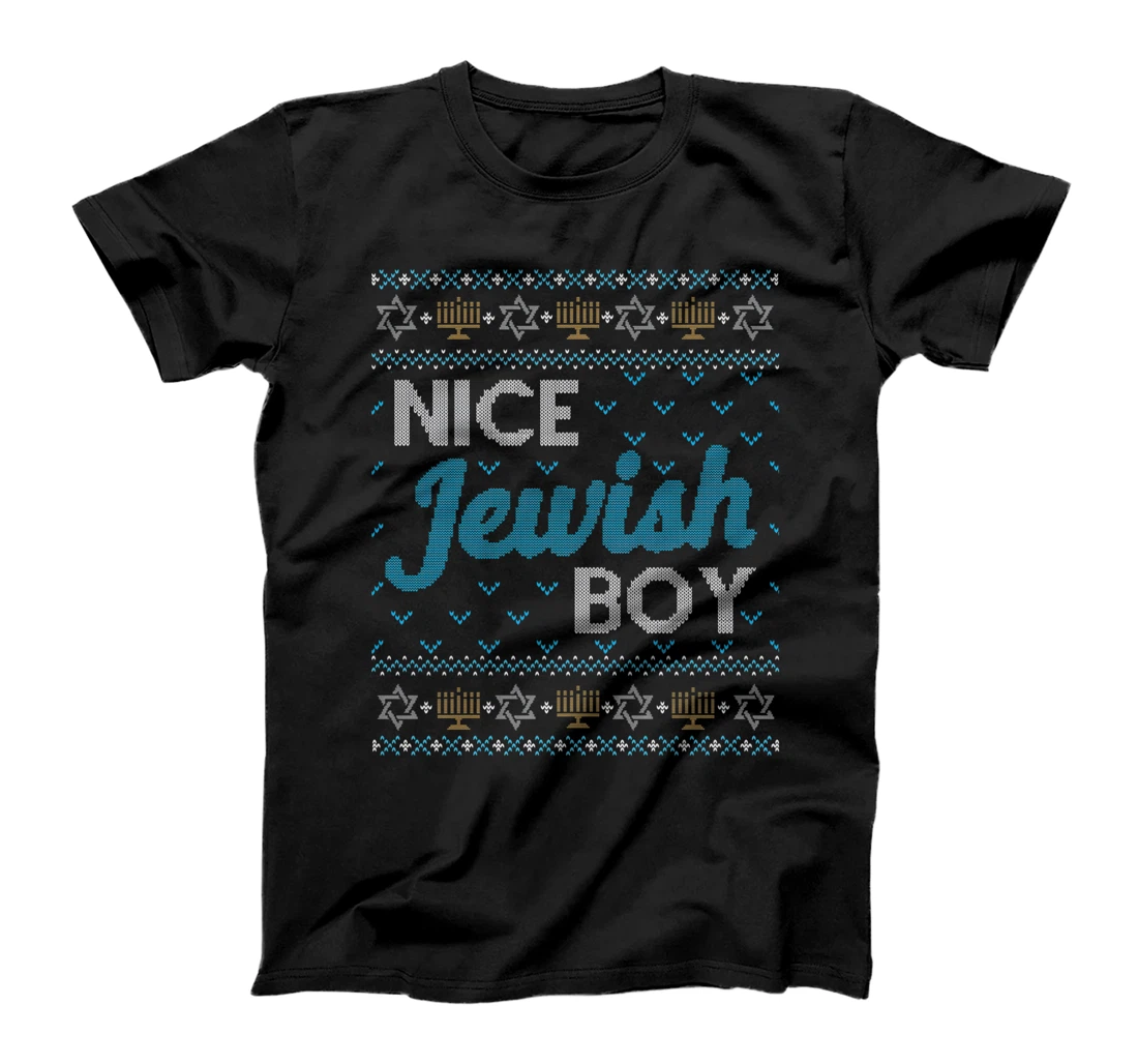 Funny Ugly Hanukkah Sweater Nice Jewish Boy Matching T-Shirt