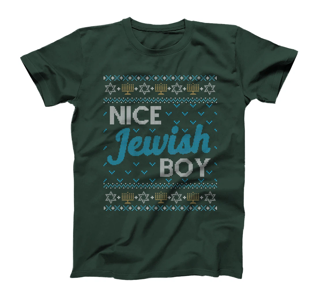 Funny Ugly Hanukkah Sweater Nice Jewish Boy Matching T-Shirt