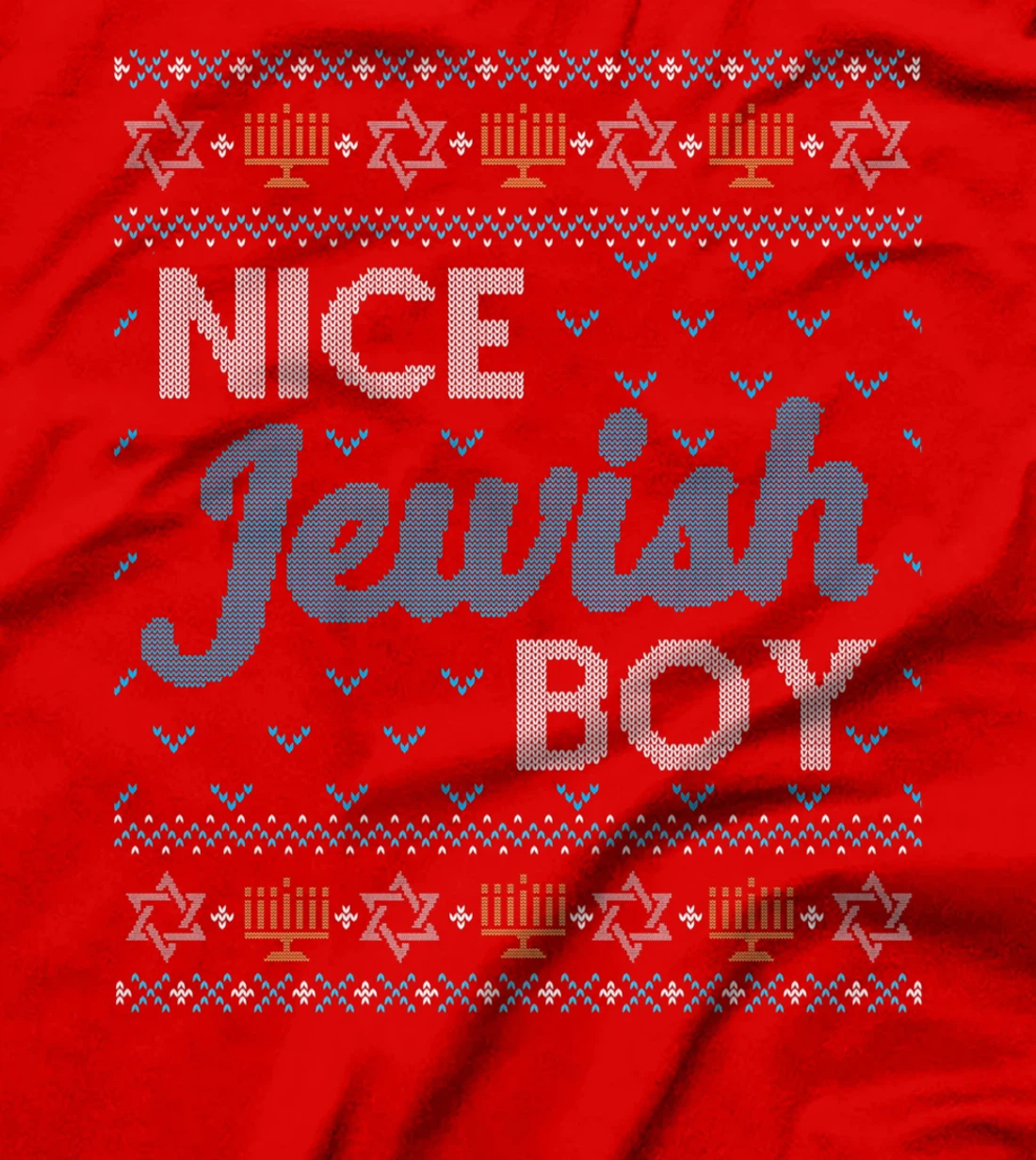 Funny Ugly Hanukkah Sweater Nice Jewish Boy Matching T-Shirt