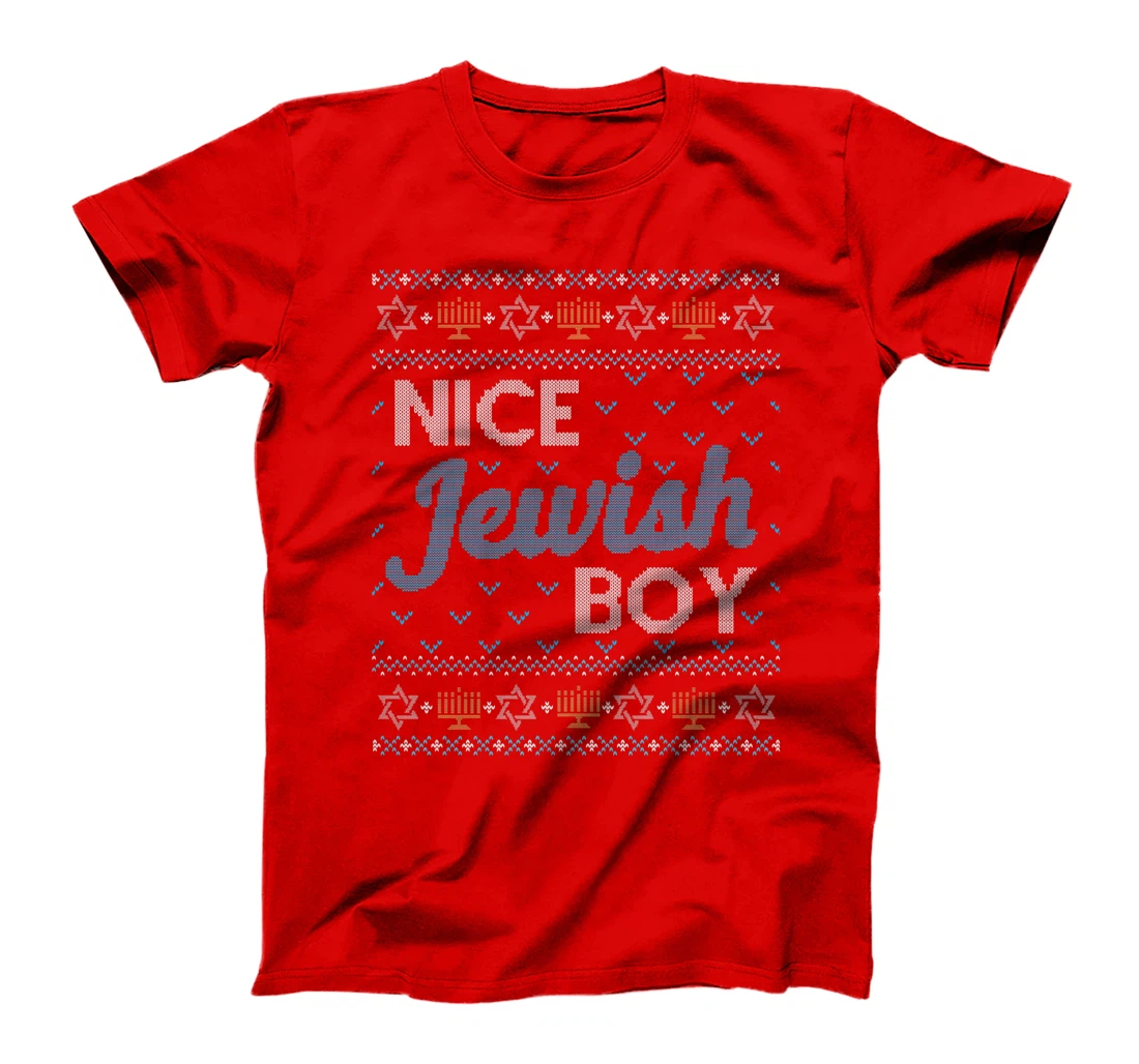 Funny Ugly Hanukkah Sweater Nice Jewish Boy Matching T-Shirt