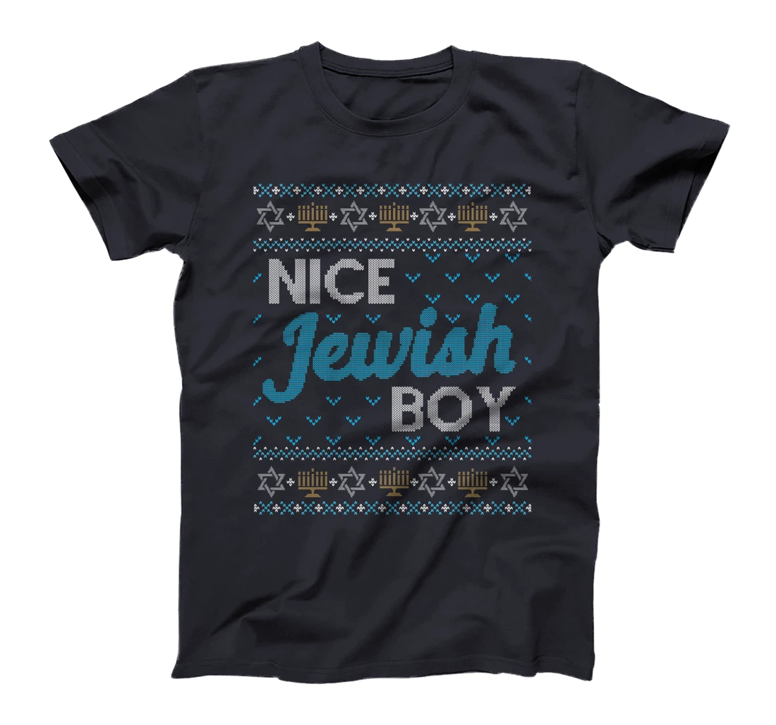 Funny Ugly Hanukkah Sweater Nice Jewish Boy Matching T-Shirt