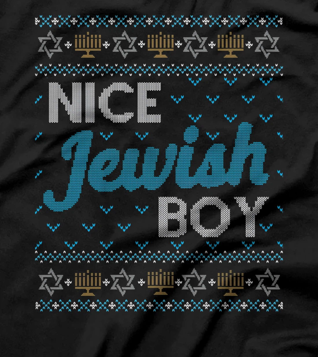 Funny Ugly Hanukkah Sweater Nice Jewish Boy Matching T-Shirt