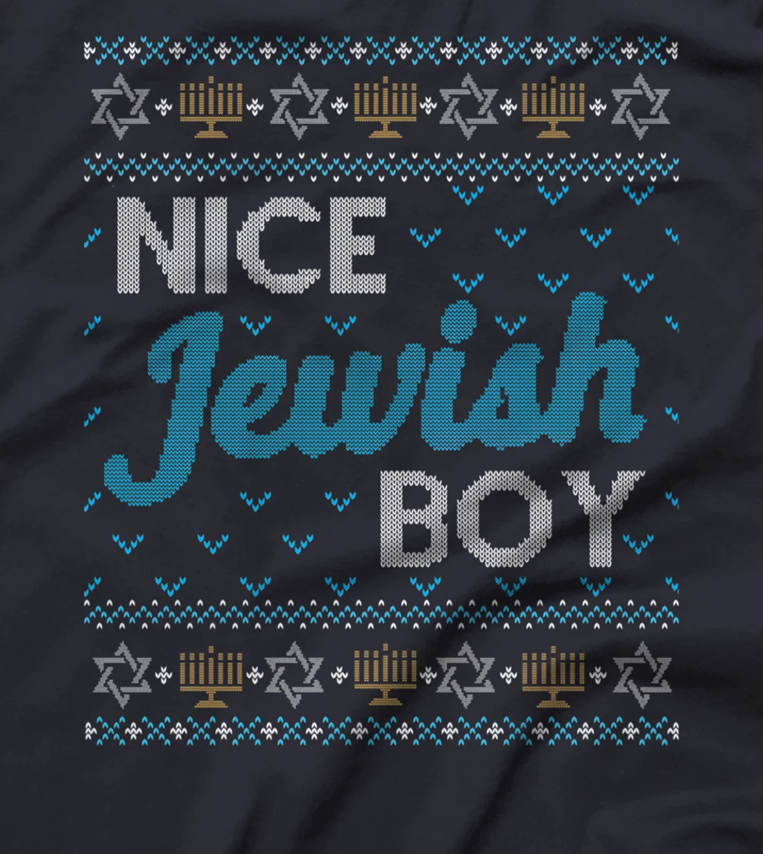 Funny Ugly Hanukkah Sweater Nice Jewish Boy Matching T-Shirt