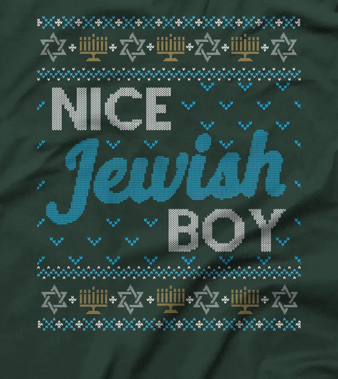 Funny Ugly Hanukkah Sweater Nice Jewish Boy Matching T-Shirt