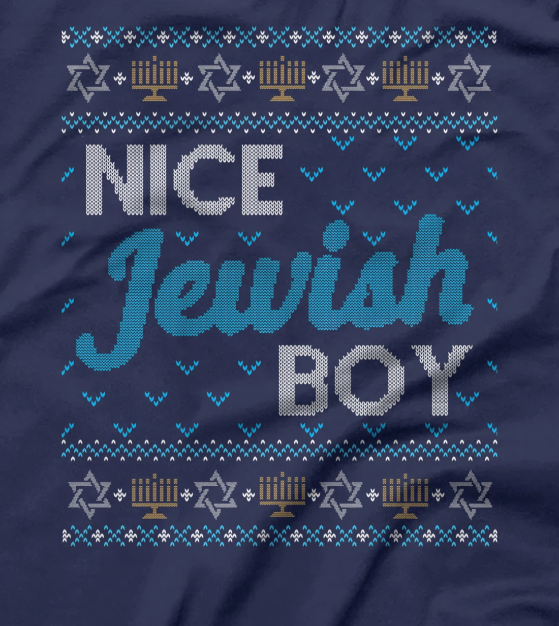 Funny Ugly Hanukkah Sweater Nice Jewish Boy Matching T-Shirt