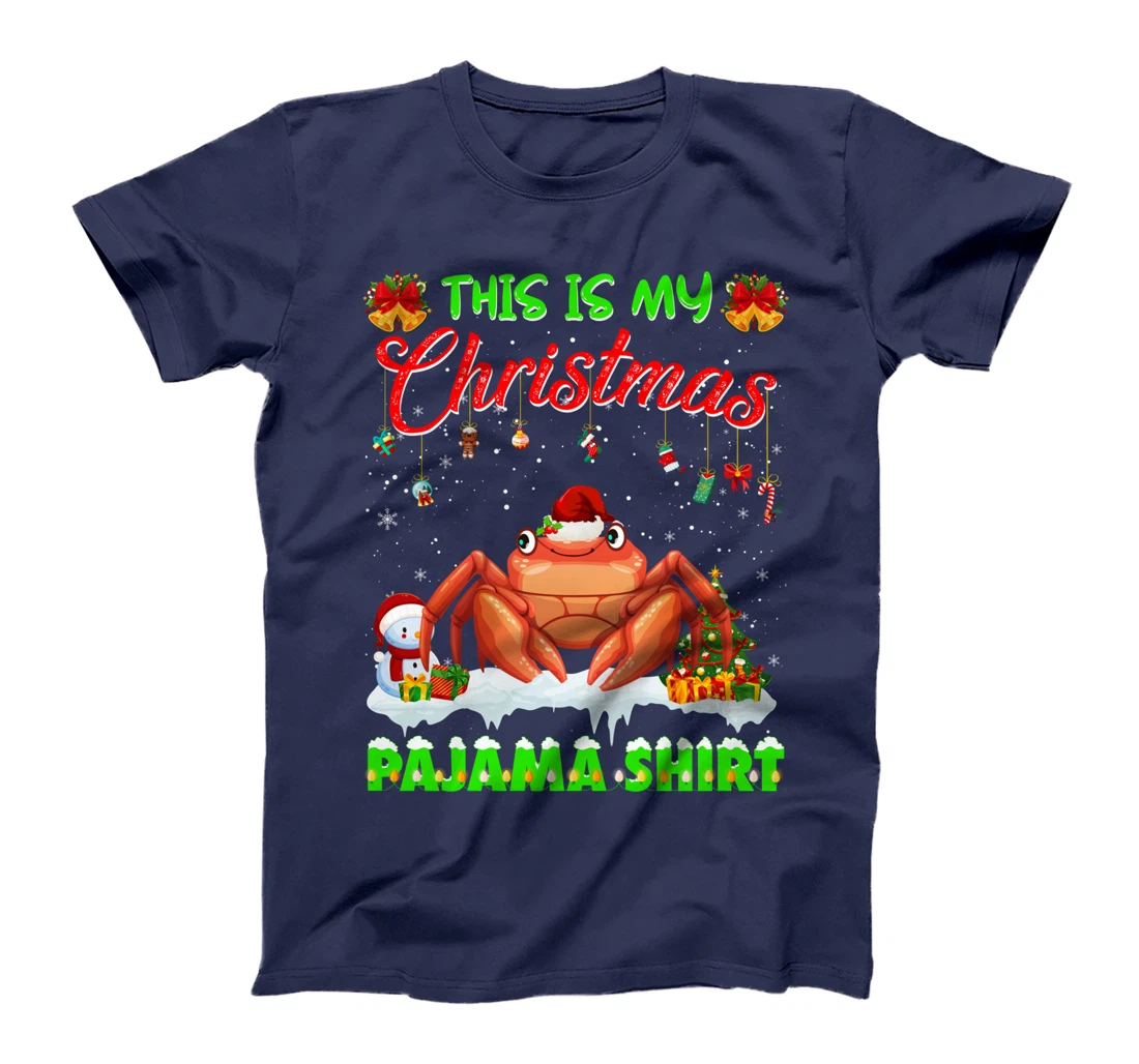 Cute Xmas Crab Santa Hat Tee Christmas Pajama Winter Holiday T-Shirt