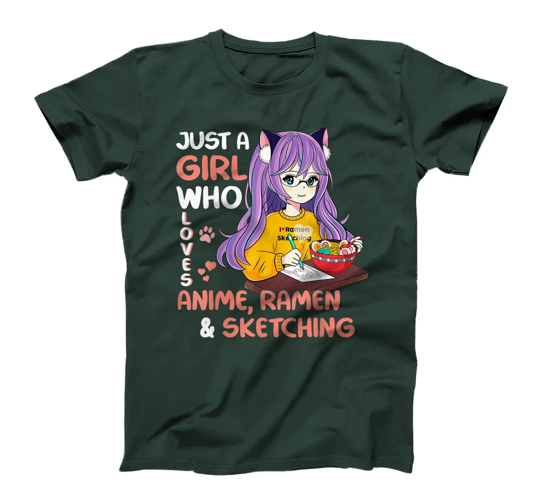 Just A Girl Who Loves Anime Ramen And Sketching Teen Girls T-Shirt, Kid T-Shirt and Women T-Shirt