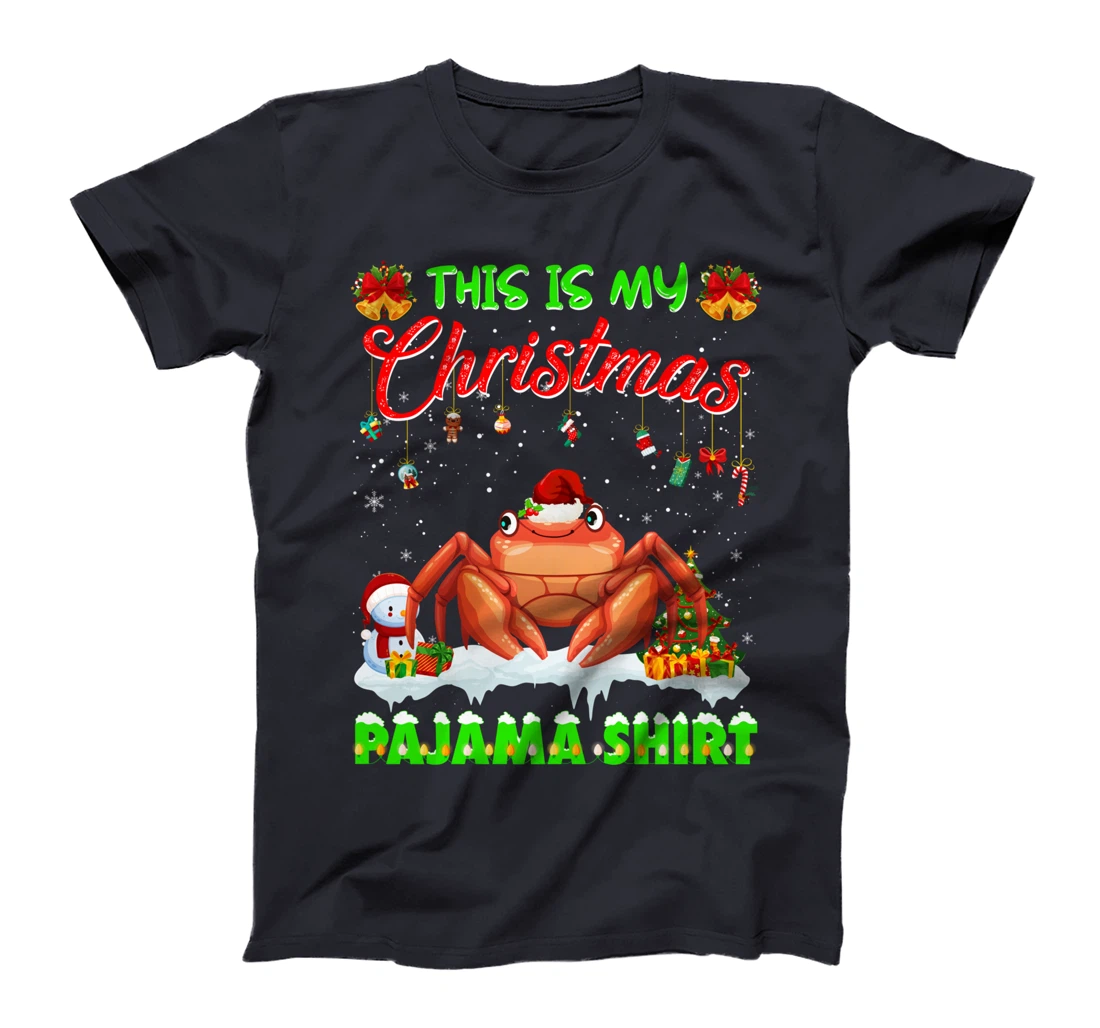 Cute Xmas Crab Santa Hat Tee Christmas Pajama Winter Holiday T-Shirt