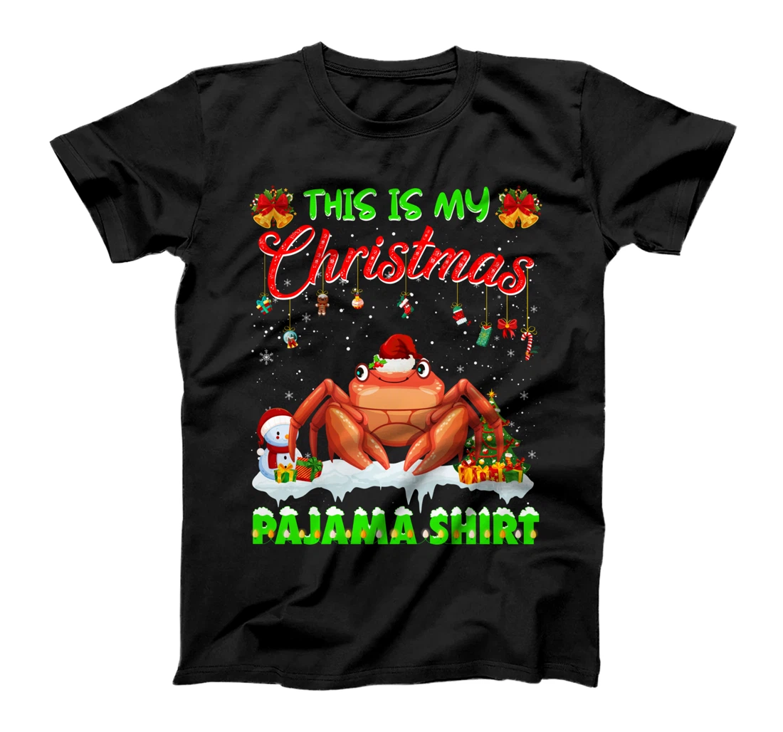 Cute Xmas Crab Santa Hat Tee Christmas Pajama Winter Holiday T-Shirt