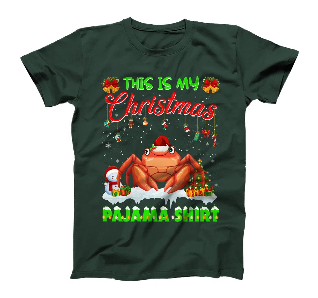 Cute Xmas Crab Santa Hat Tee Christmas Pajama Winter Holiday T-Shirt