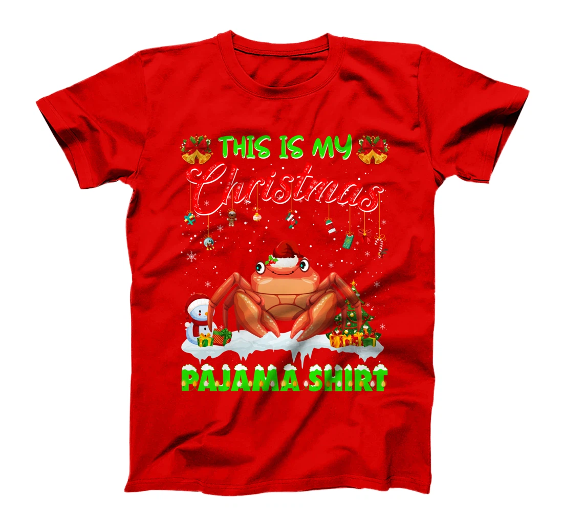 Cute Xmas Crab Santa Hat Tee Christmas Pajama Winter Holiday T-Shirt
