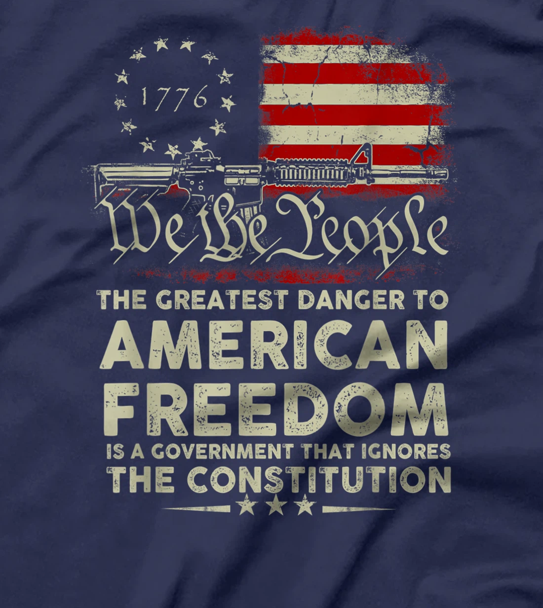 Gun USA Flag American Freedom Funny Government Womens Mens T-Shirt, Women T-Shirt