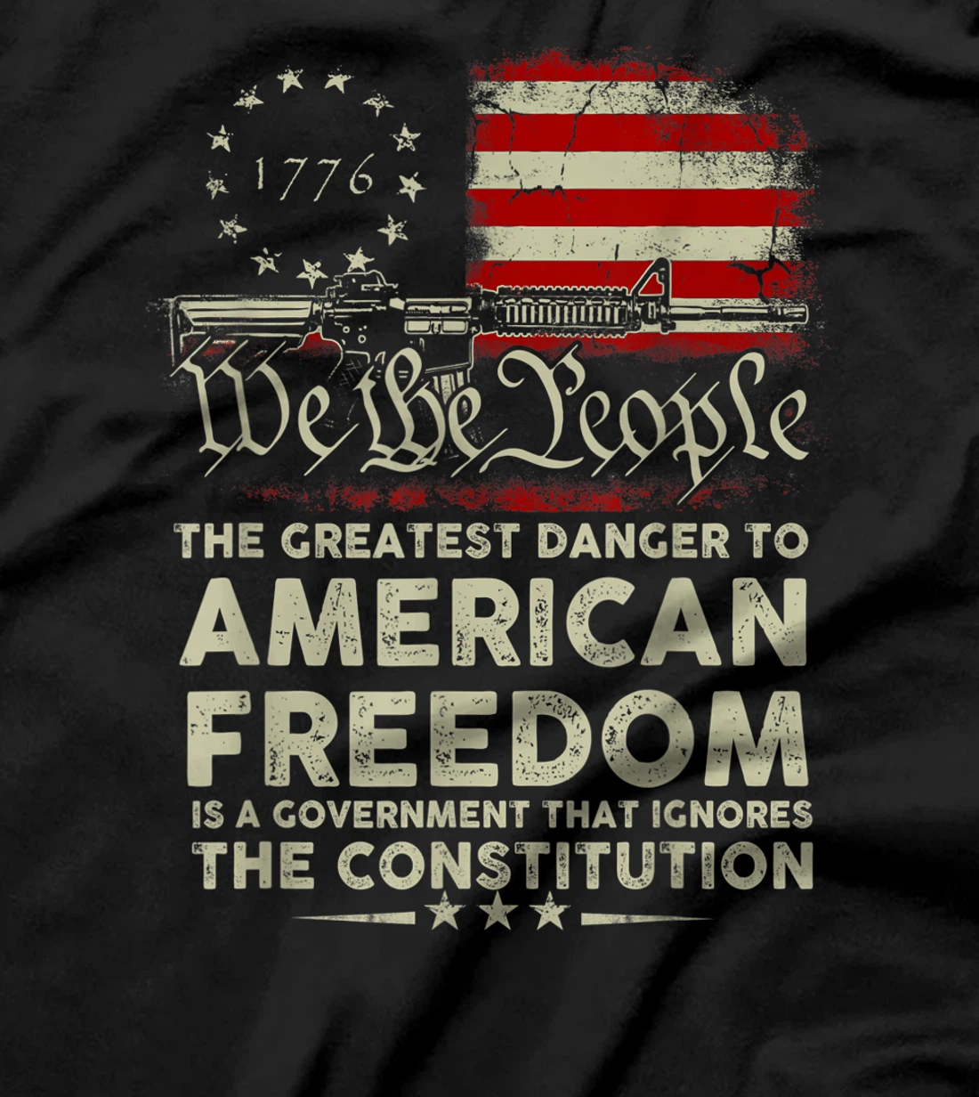 Gun USA Flag American Freedom Funny Government Womens Mens T-Shirt, Women T-Shirt