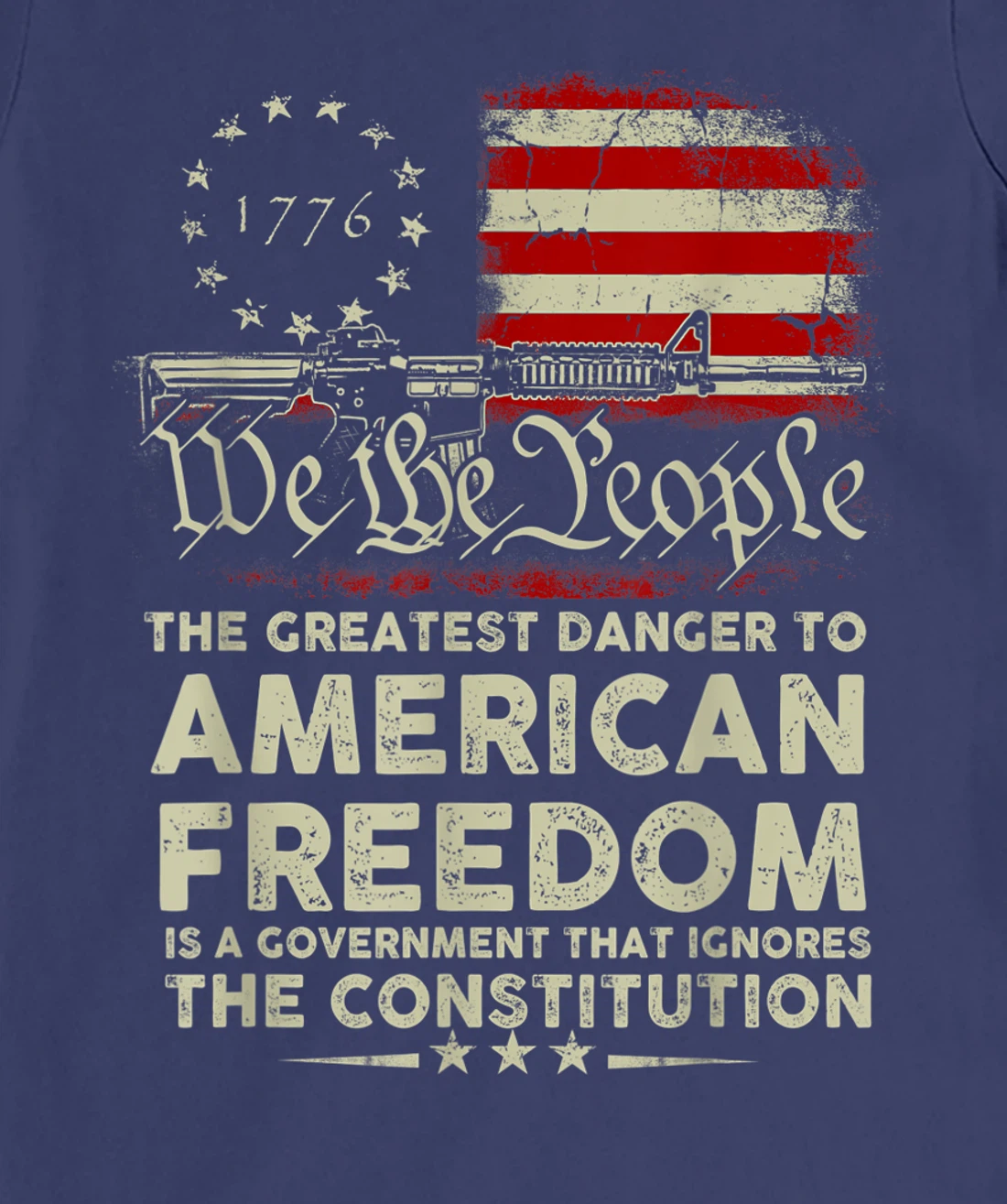 Gun USA Flag American Freedom Funny Government Womens Mens T-Shirt, Women T-Shirt