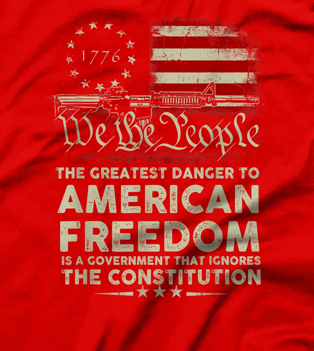 Gun USA Flag American Freedom Funny Government Womens Mens T-Shirt, Women T-Shirt