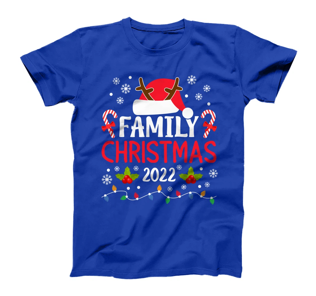 Family Christmas 2022 Matching Santa Hat Reindeer Antlers T-Shirt