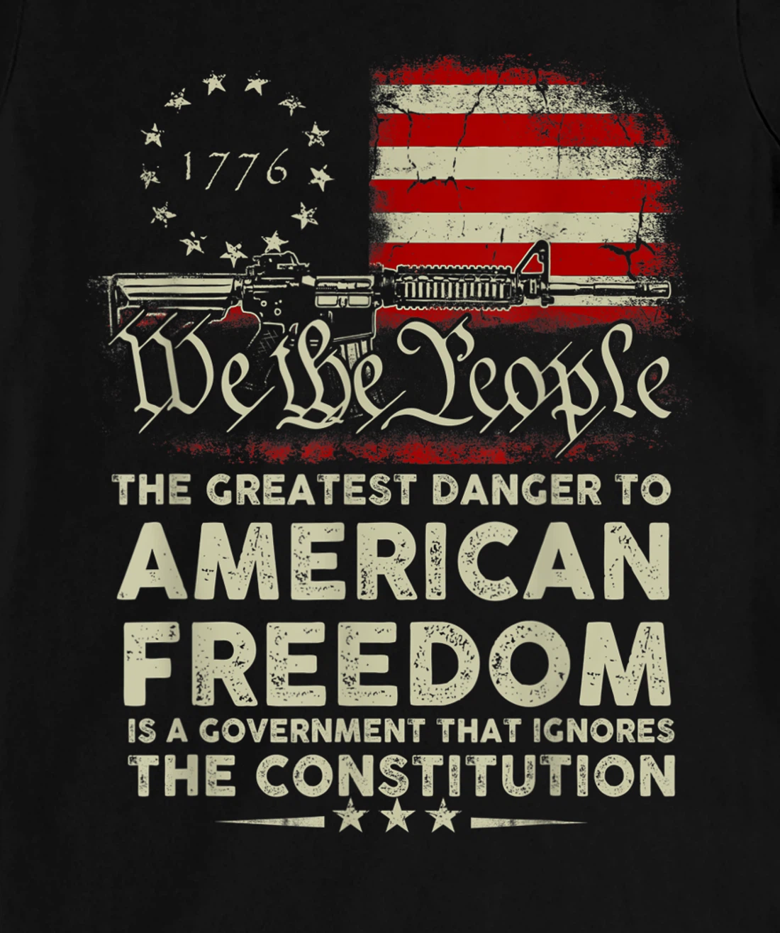 Gun USA Flag American Freedom Funny Government Womens Mens T-Shirt, Women T-Shirt