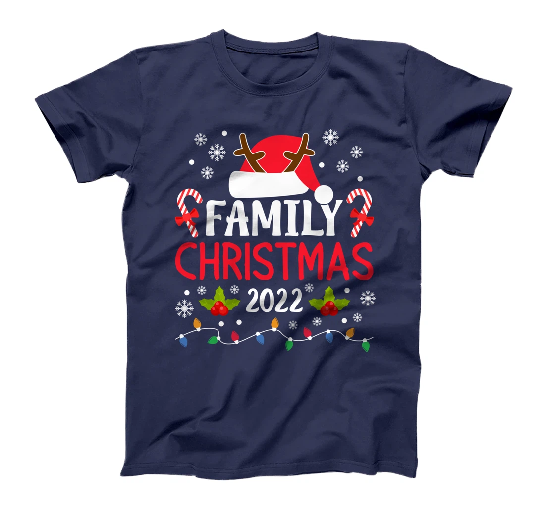 Family Christmas 2022 Matching Santa Hat Reindeer Antlers T-Shirt