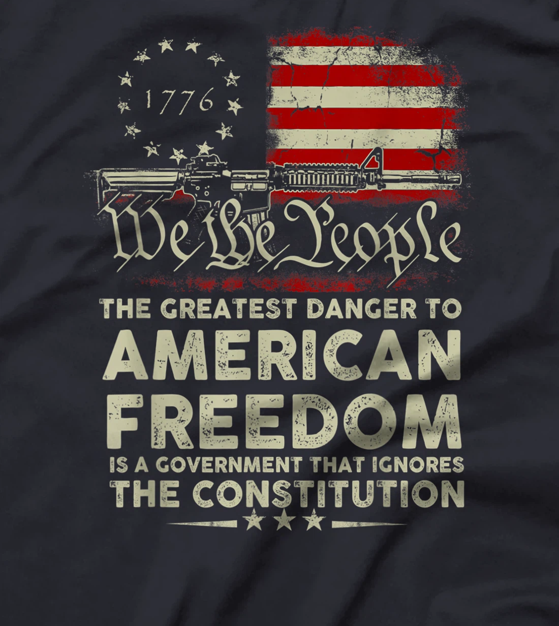 Gun USA Flag American Freedom Funny Government Womens Mens T-Shirt, Women T-Shirt