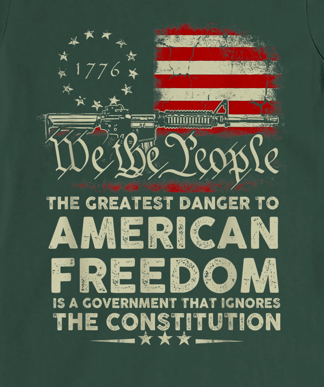 Gun USA Flag American Freedom Funny Government Womens Mens T-Shirt, Women T-Shirt