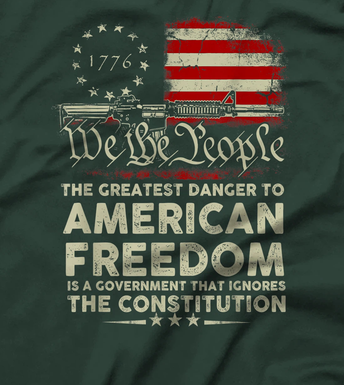 Gun USA Flag American Freedom Funny Government Womens Mens T-Shirt, Women T-Shirt