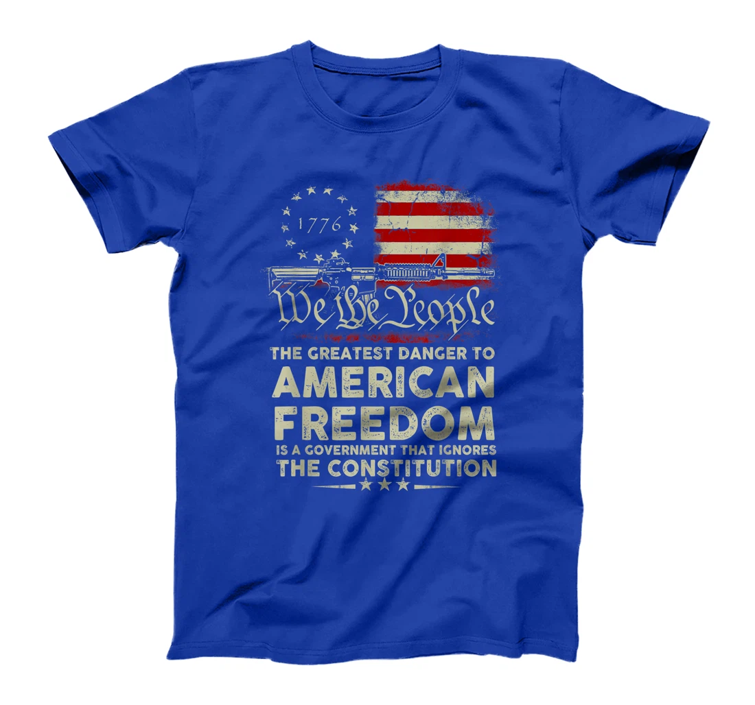 Gun USA Flag American Freedom Funny Government Womens Mens T-Shirt, Women T-Shirt