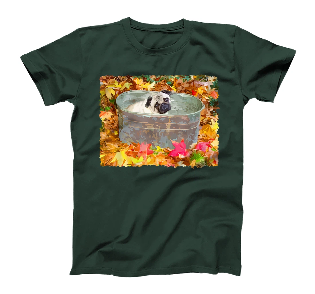 Autumn Pug Fall Leaves T-Shirt, Kid T-Shirt and Women T-Shirt