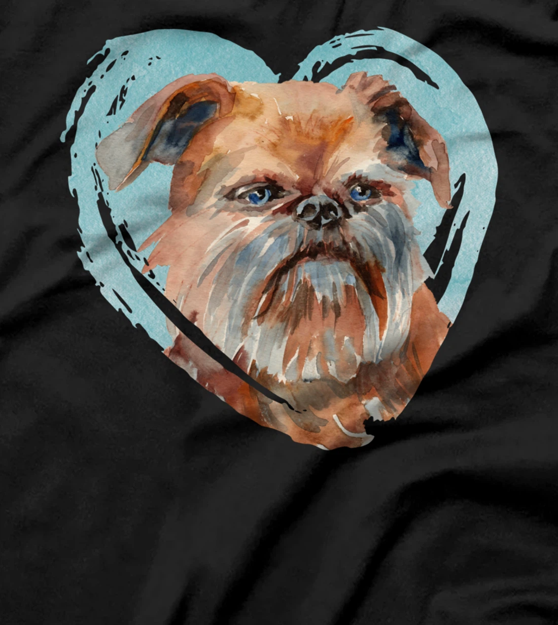 Brussels Griffon Portrait - Watercolor Dog Graphic T-Shirt