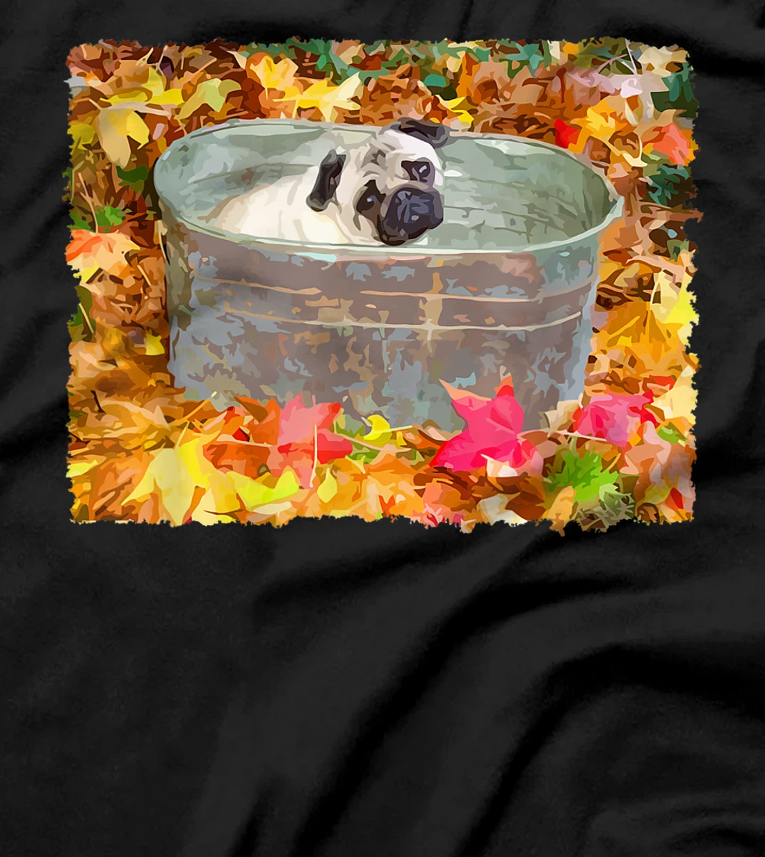 Autumn Pug Fall Leaves T-Shirt, Kid T-Shirt and Women T-Shirt