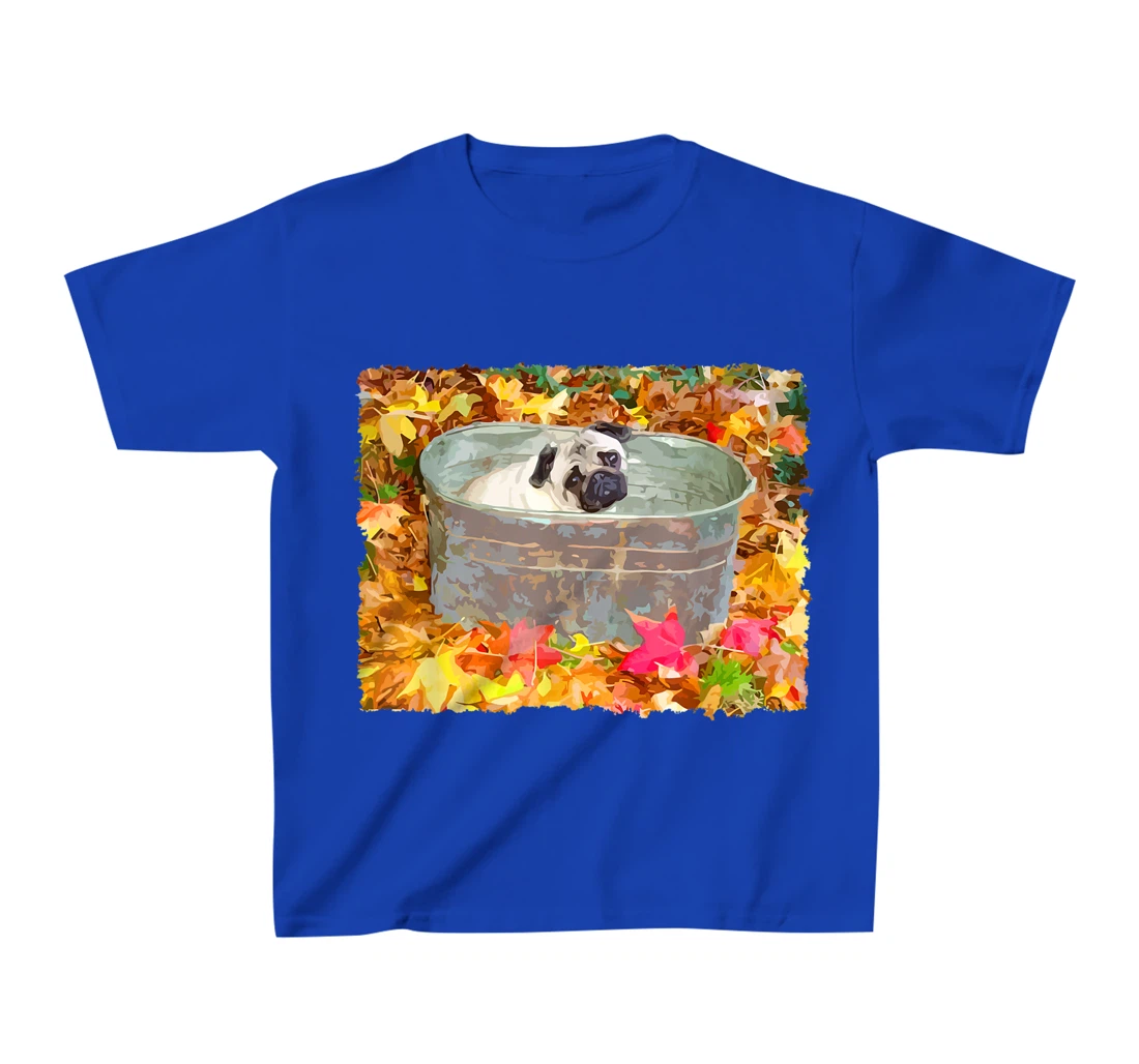 Autumn Pug Fall Leaves T-Shirt, Kid T-Shirt and Women T-Shirt