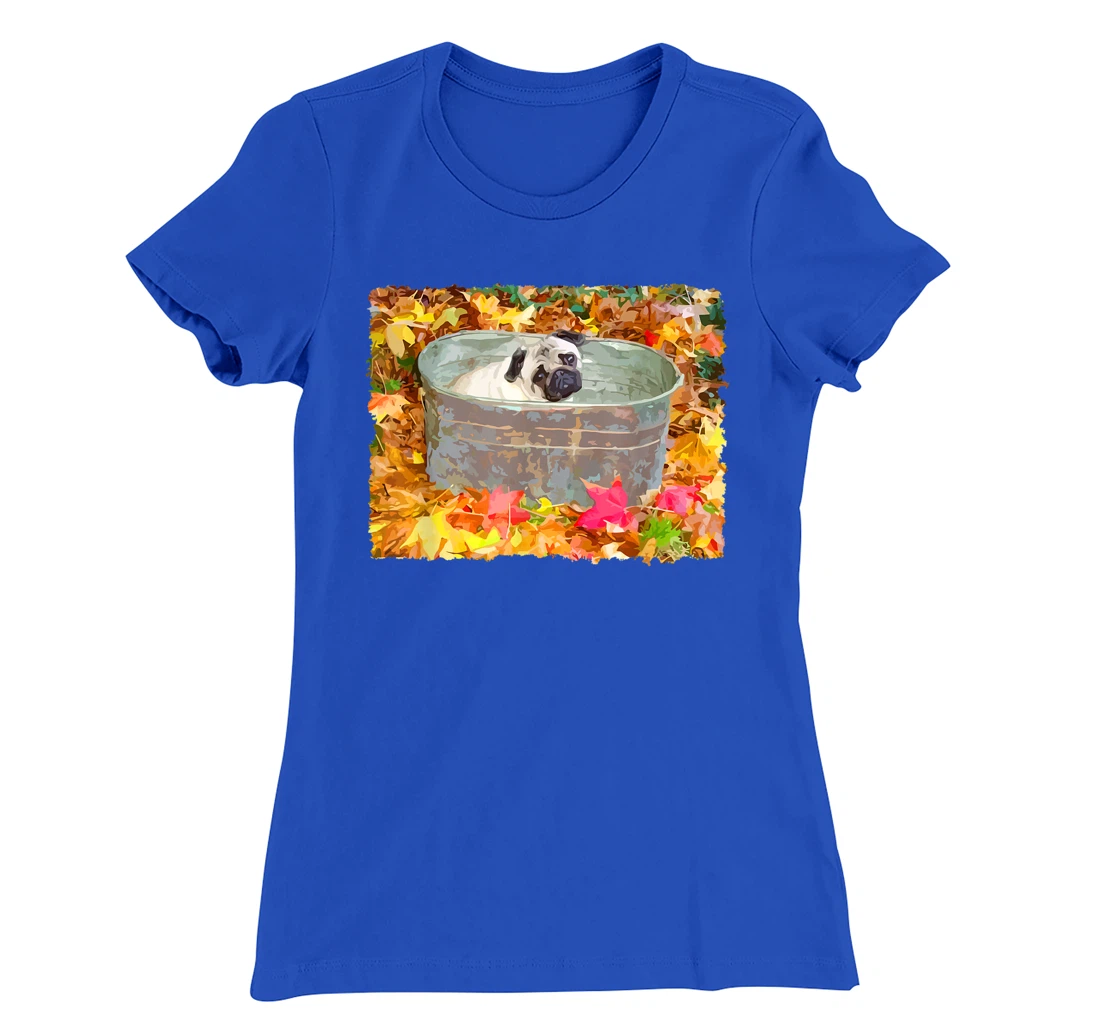 Autumn Pug Fall Leaves T-Shirt, Kid T-Shirt and Women T-Shirt