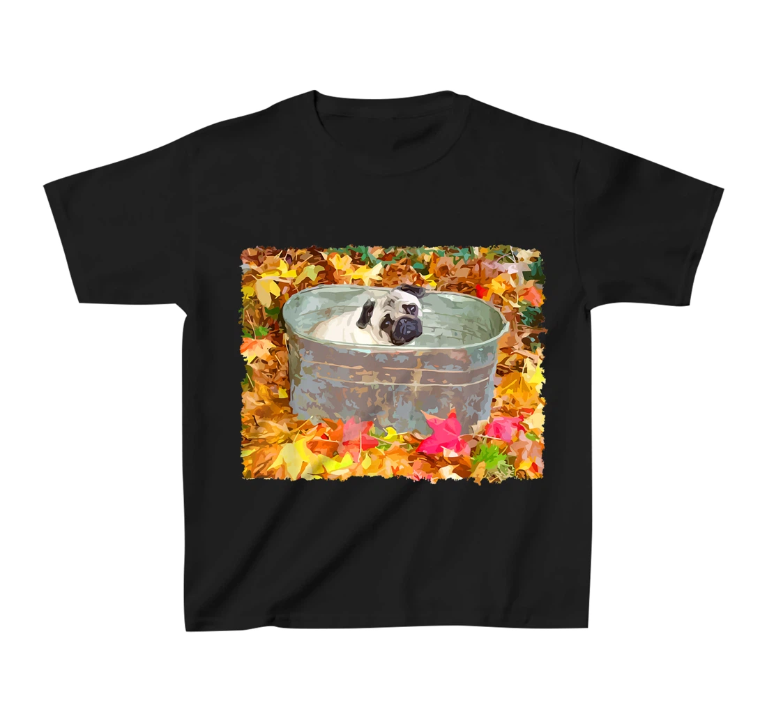 Autumn Pug Fall Leaves T-Shirt, Kid T-Shirt and Women T-Shirt