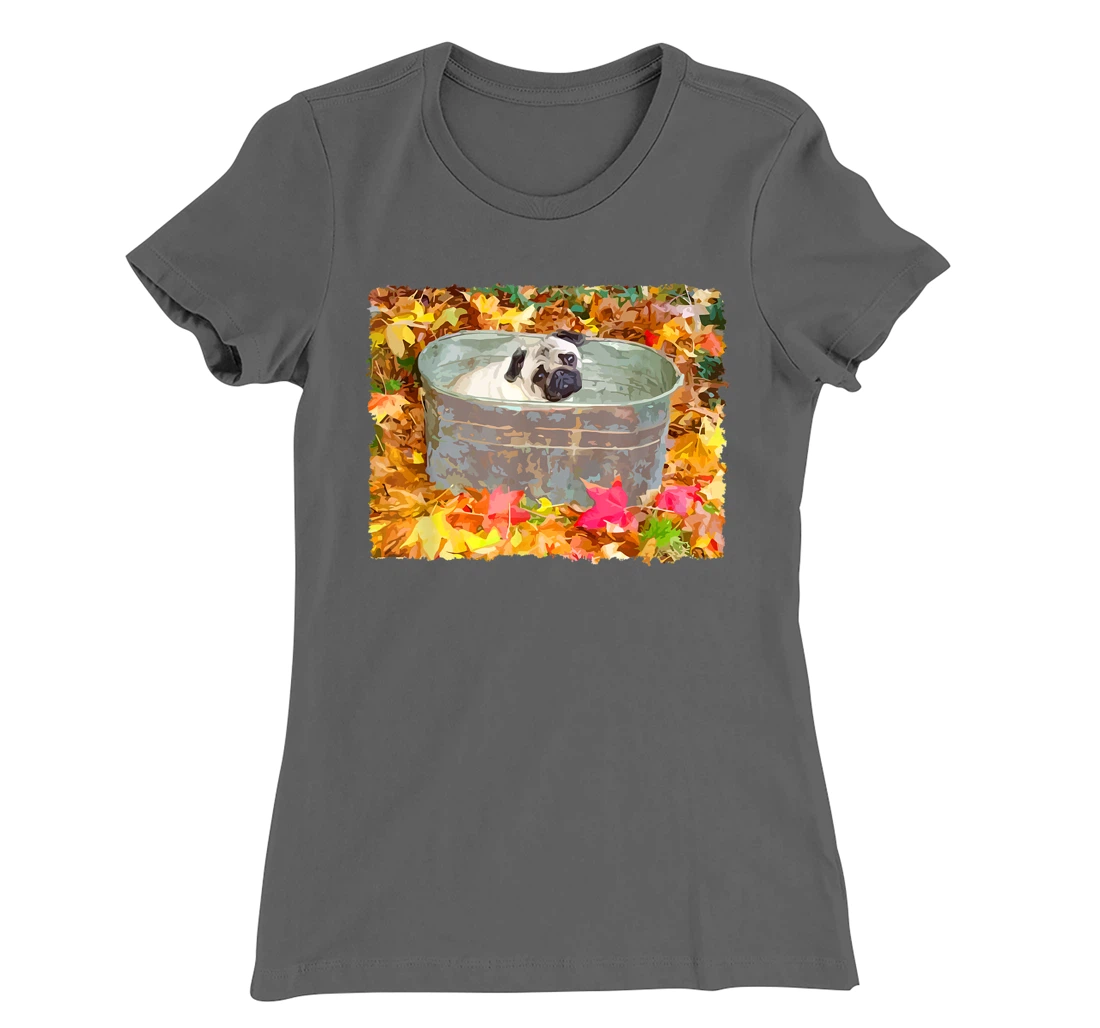 Autumn Pug Fall Leaves T-Shirt, Kid T-Shirt and Women T-Shirt