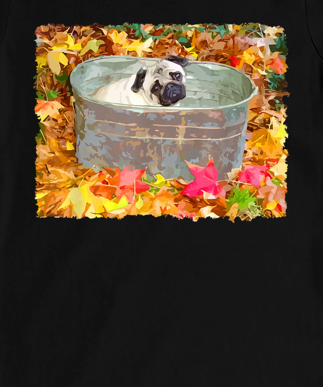 Autumn Pug Fall Leaves T-Shirt, Kid T-Shirt and Women T-Shirt