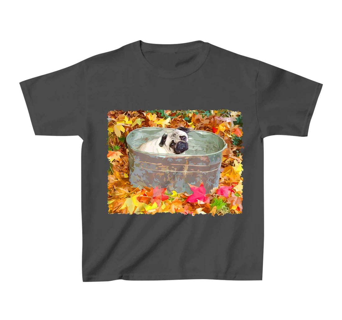 Autumn Pug Fall Leaves T-Shirt, Kid T-Shirt and Women T-Shirt