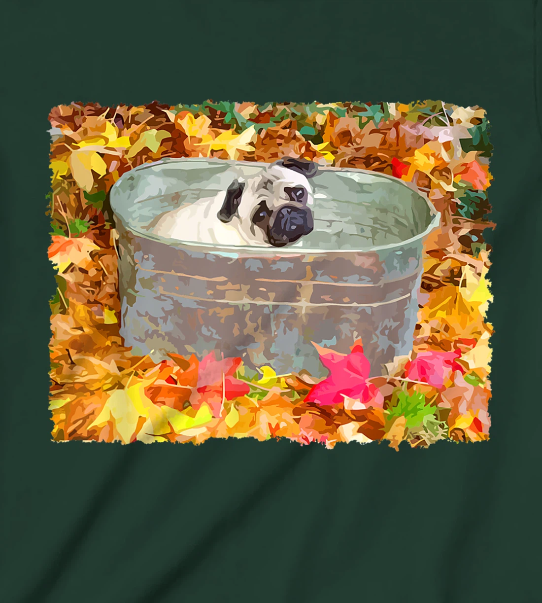 Autumn Pug Fall Leaves T-Shirt, Kid T-Shirt and Women T-Shirt