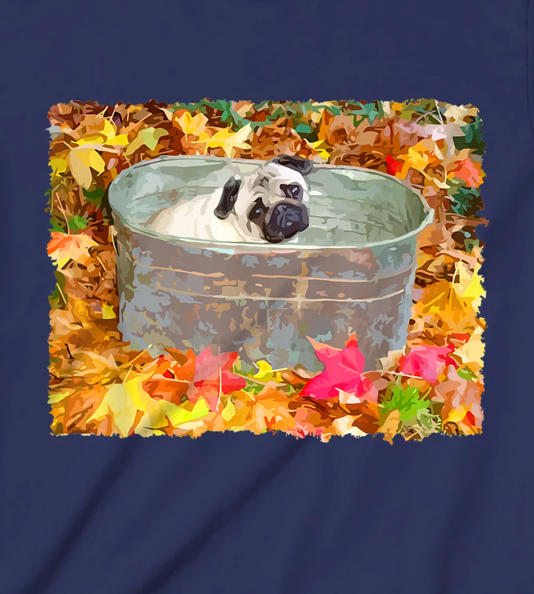 Autumn Pug Fall Leaves T-Shirt, Kid T-Shirt and Women T-Shirt