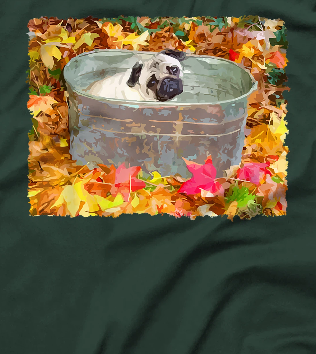 Autumn Pug Fall Leaves T-Shirt, Kid T-Shirt and Women T-Shirt