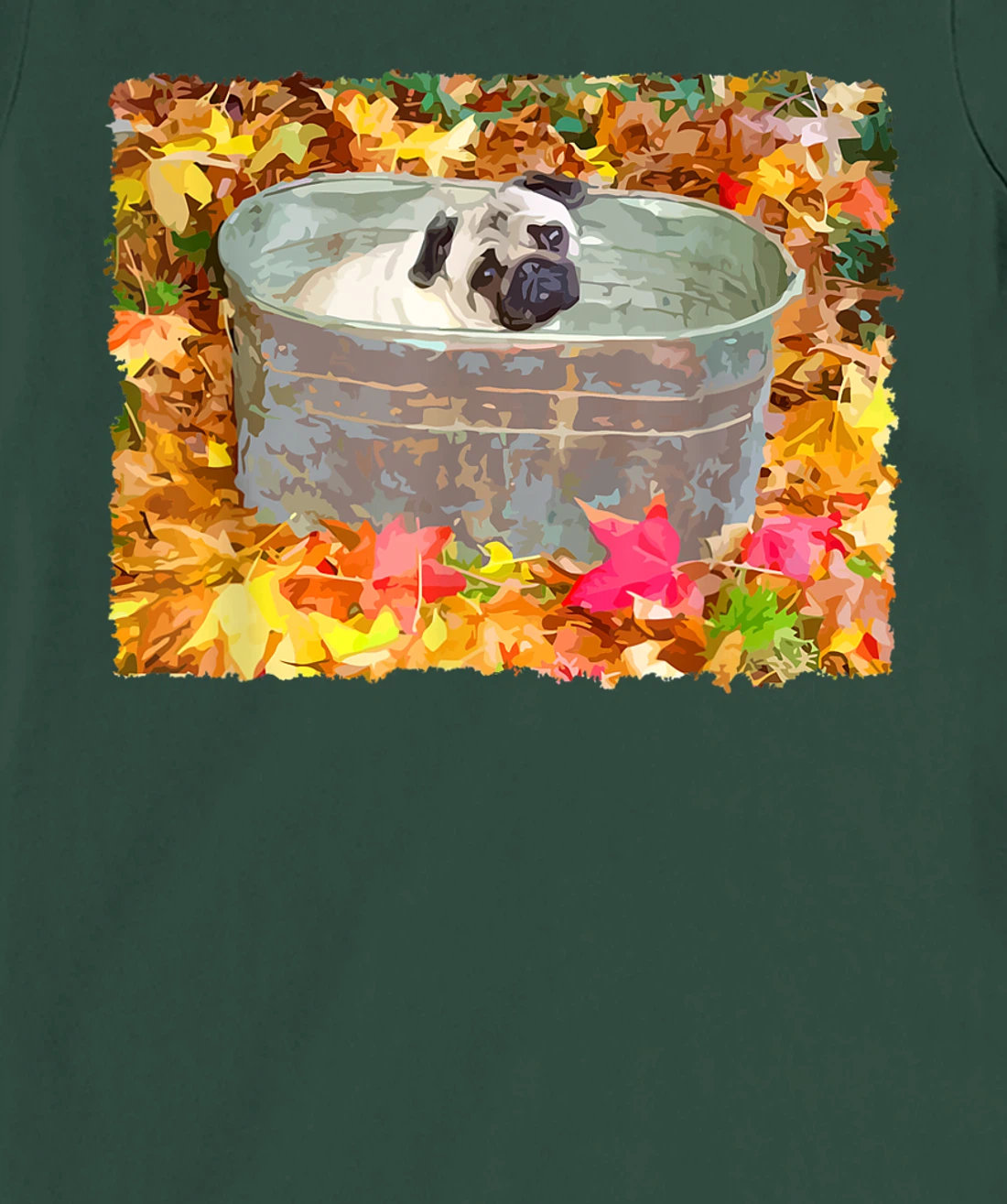 Autumn Pug Fall Leaves T-Shirt, Kid T-Shirt and Women T-Shirt