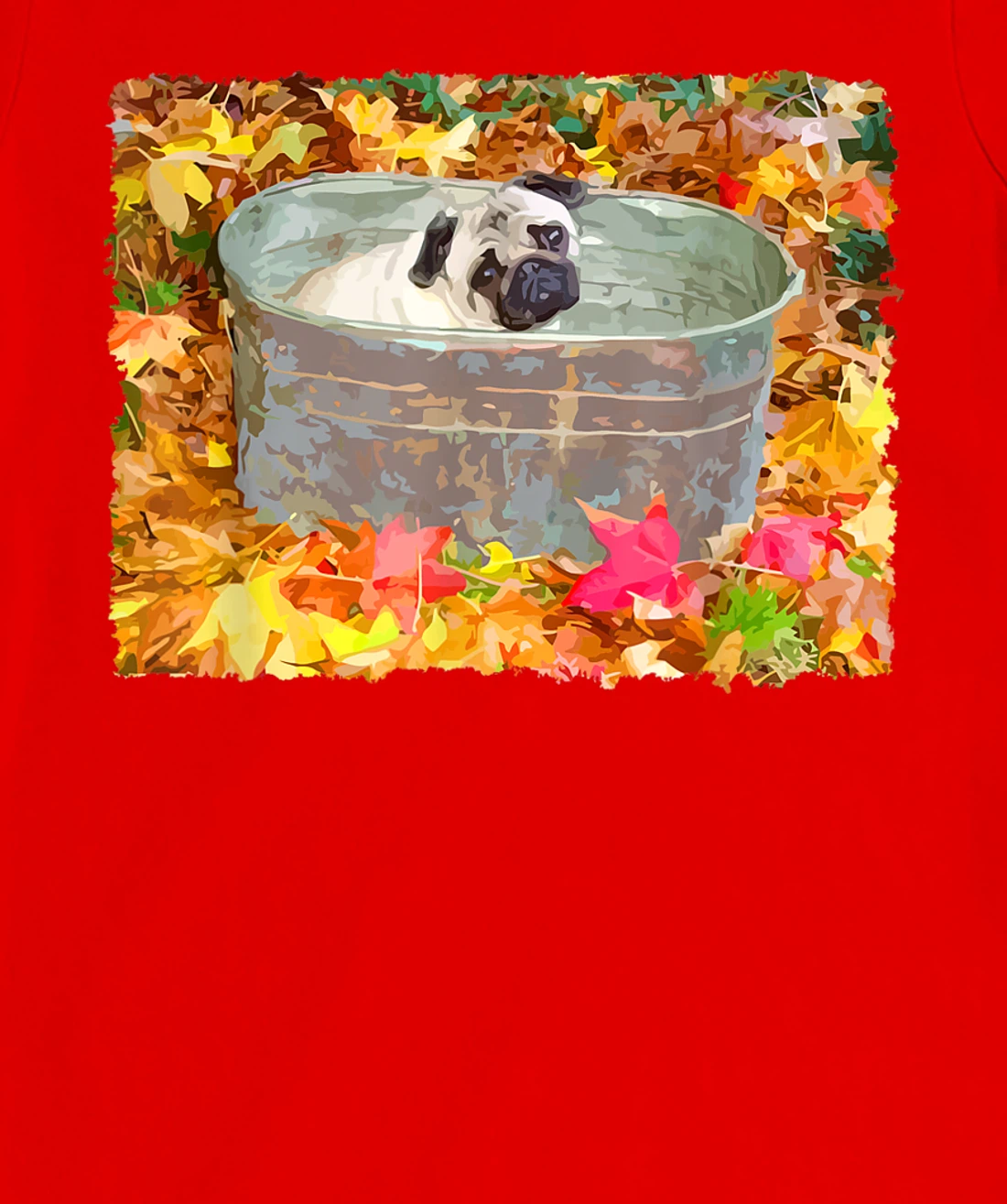 Autumn Pug Fall Leaves T-Shirt, Kid T-Shirt and Women T-Shirt