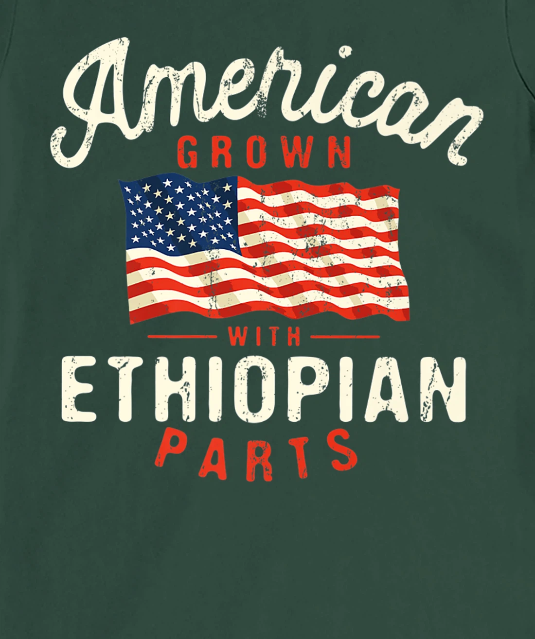 American Grown with Ethiopian Parts Patriotic Nationality T-Shirt, Women T-Shirt