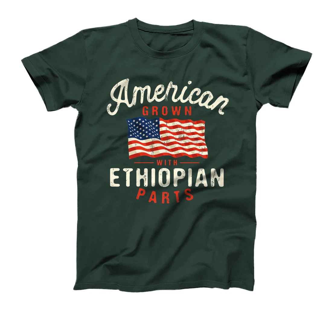 American Grown with Ethiopian Parts Patriotic Nationality T-Shirt, Women T-Shirt