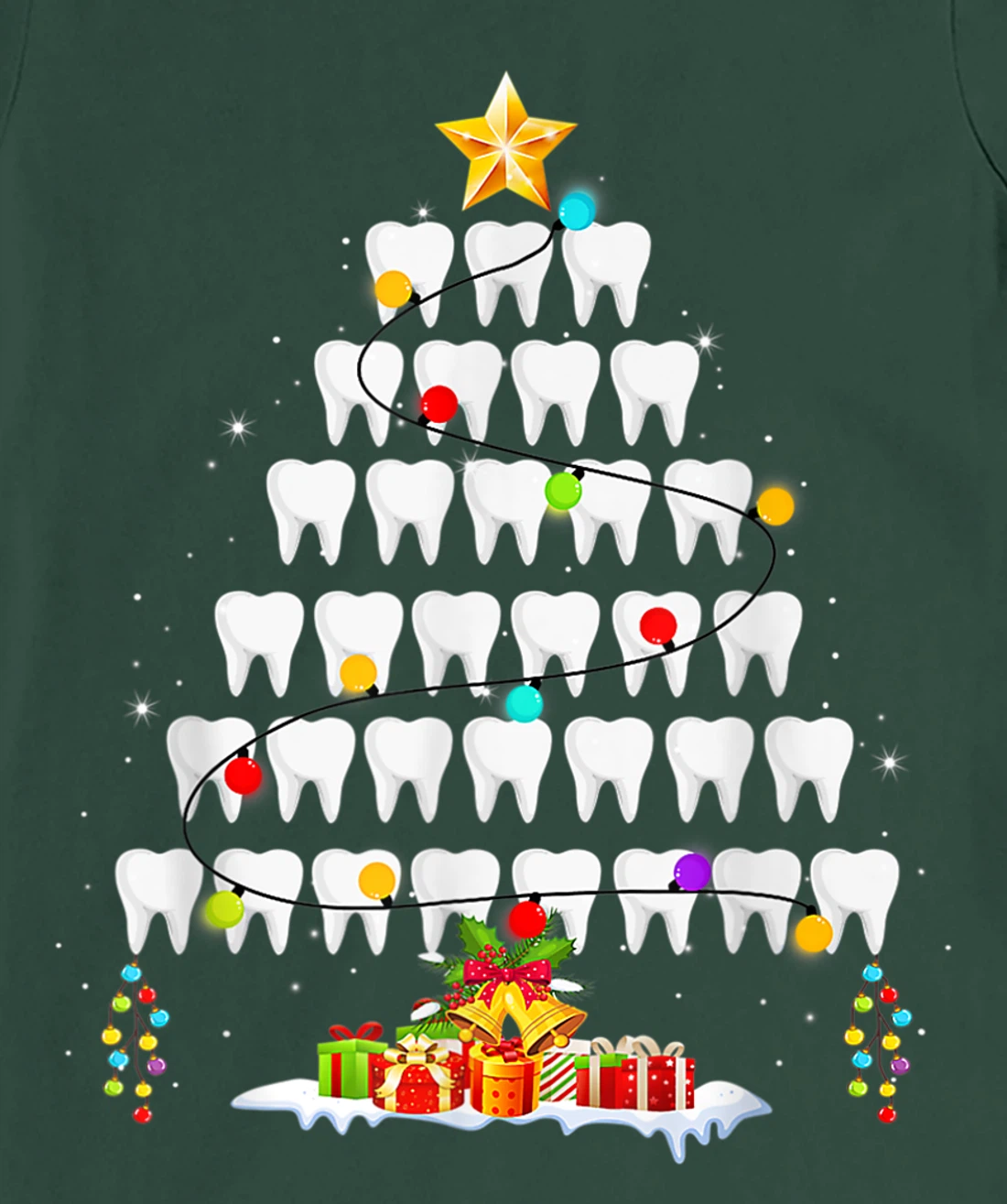 Funny Teeth Xmas Tree Dentist Christmas Dental Squad T-Shirt, Women T-Shirt