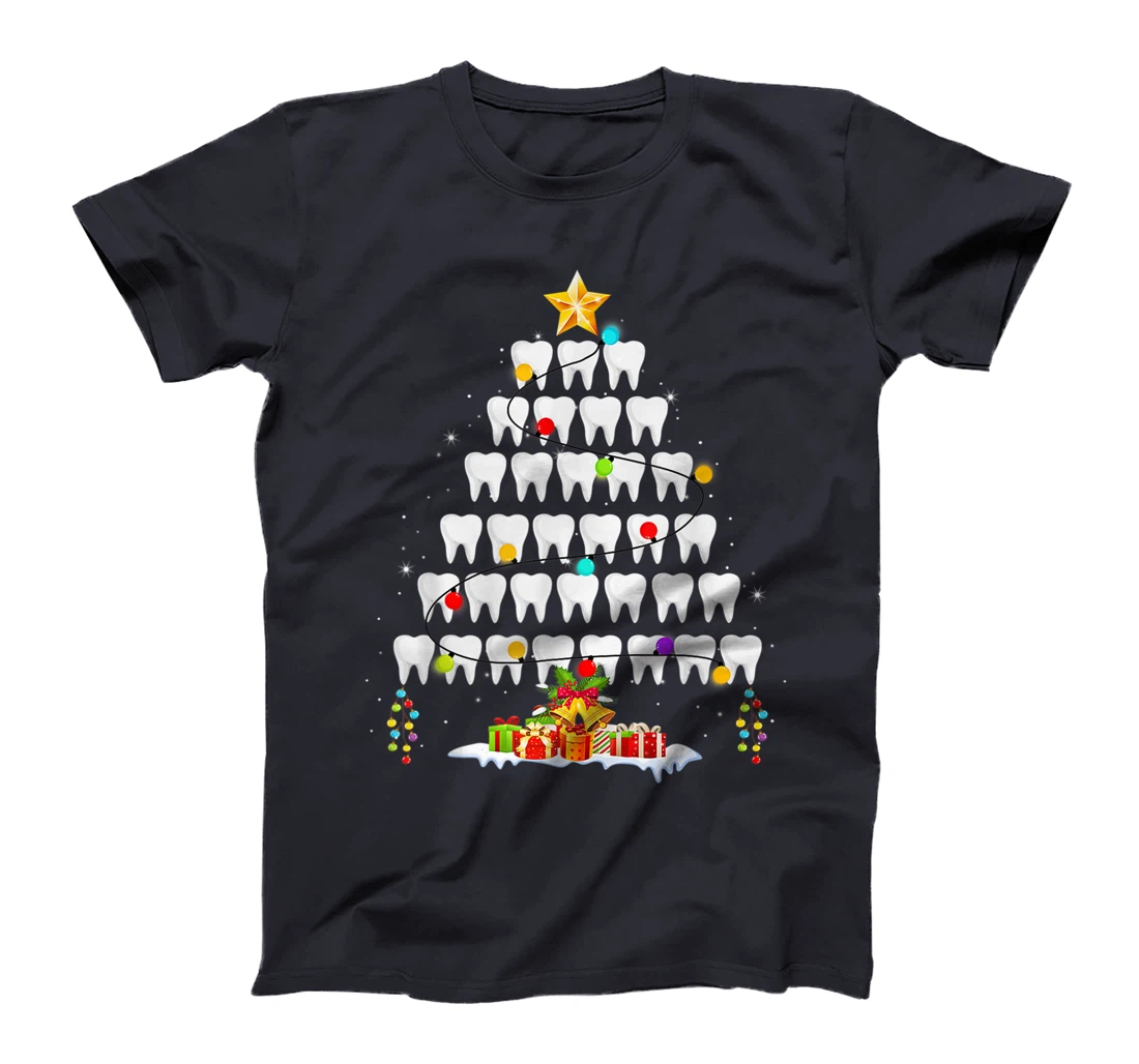 Funny Teeth Xmas Tree Dentist Christmas Dental Squad T-Shirt, Women T-Shirt