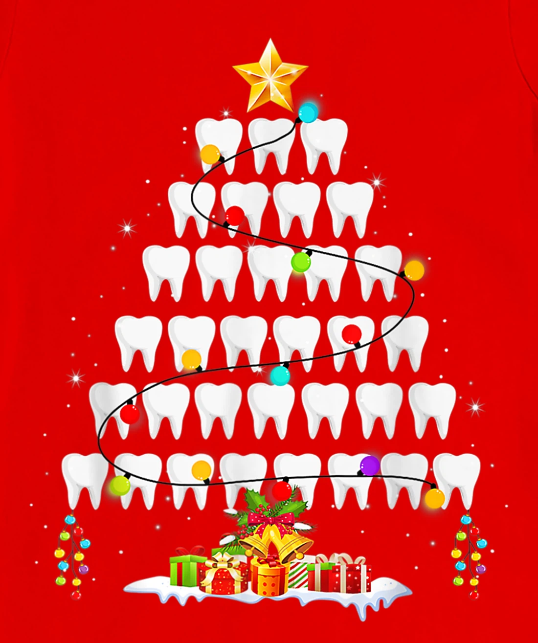 Funny Teeth Xmas Tree Dentist Christmas Dental Squad T-Shirt, Women T-Shirt
