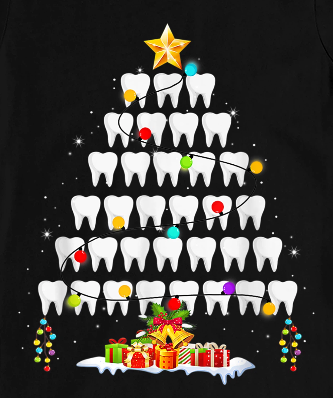 Funny Teeth Xmas Tree Dentist Christmas Dental Squad T-Shirt, Women T-Shirt