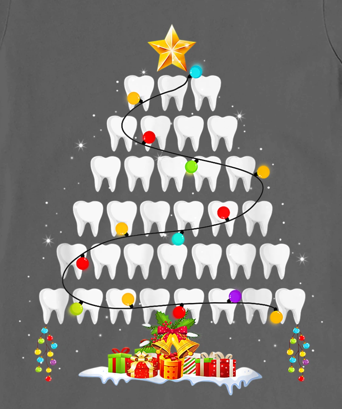 Funny Teeth Xmas Tree Dentist Christmas Dental Squad T-Shirt, Women T-Shirt